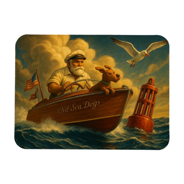 Imán Old Sea Dogs: a sailor and his trusty canine  (Horizontal)