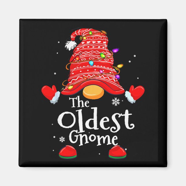 Imán Oldest Gnome - Xmas Family Grandparents Christmas  (Frente)