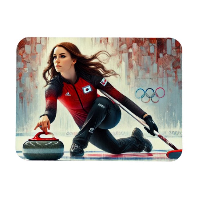 Imán Olimpiadas de Curling Player (Horizontal)
