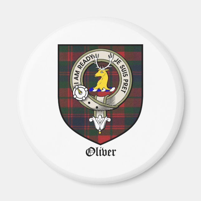 Imán Oliver Clan Escudo Badge Tartan (Frente)