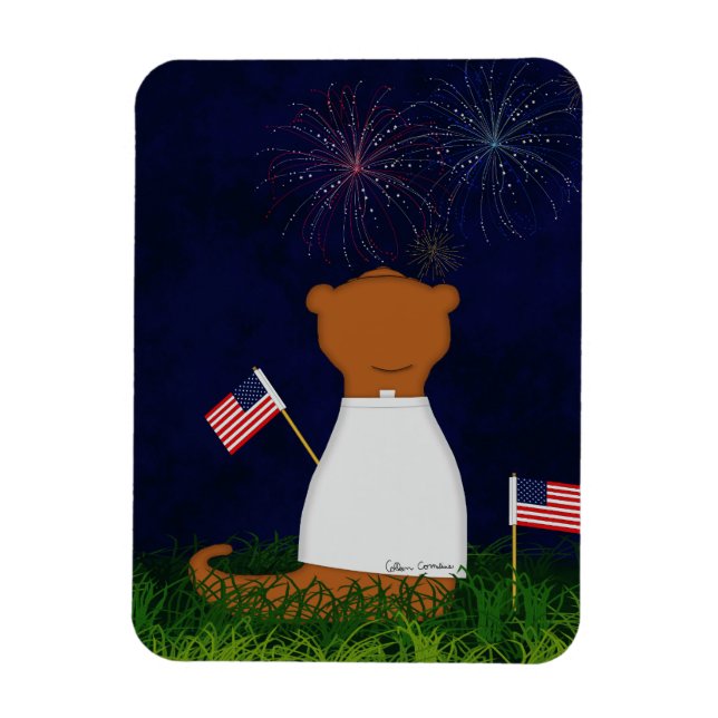 Imán Oliver The Otter Watching Fireworks (Vertical)