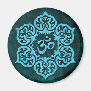 Imán Om Floral De Piedra Azul