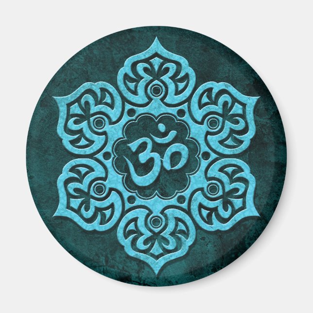 Imán Om Floral De Piedra Azul (Frente)