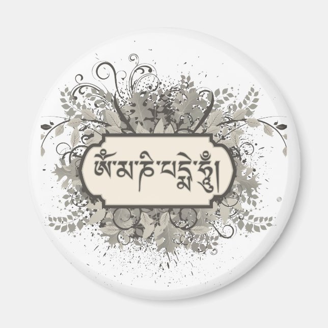 Imán Om Mani Padme Hum Floral (Frente)
