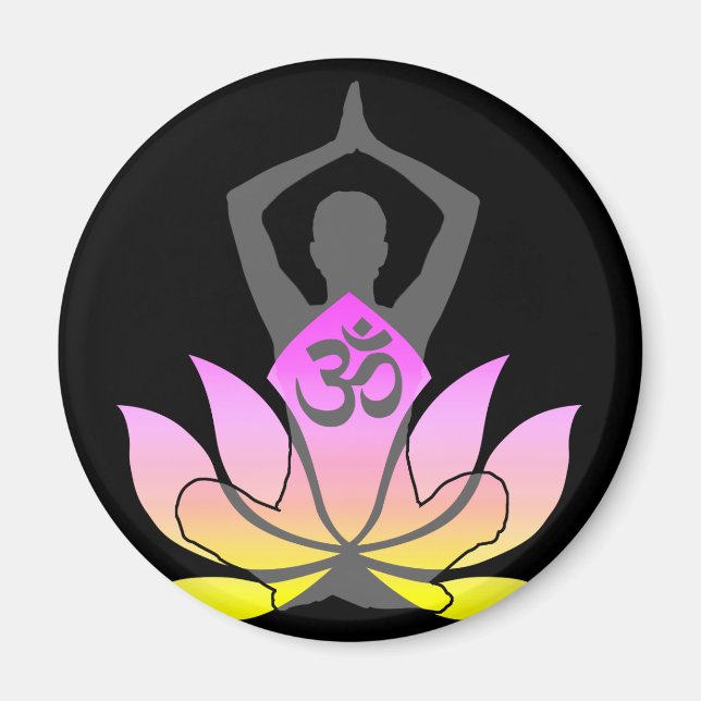 Imán OM Namaste Espíritu Lotus Flor Yoga Pose (Frente)