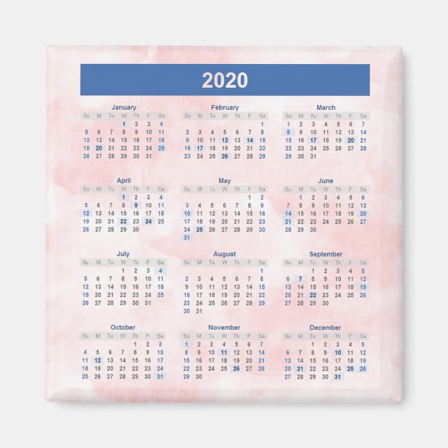 Imán Ombre del calendario 2020 (Frente)