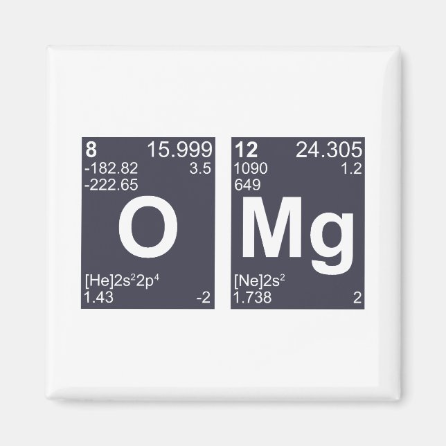 Imán OMG Oh Dios Elementos Periódicos de Mesa (Frente)
