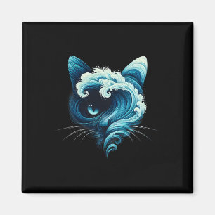 Imán Onda Azul Vintage De Gato Damas Gatos Azules Olead