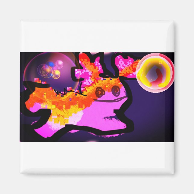 Imán Onda divertida de axolotl rosa (Frente)