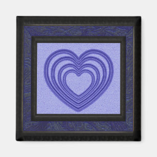 Imán Ondulación azul del corazón enmarcada