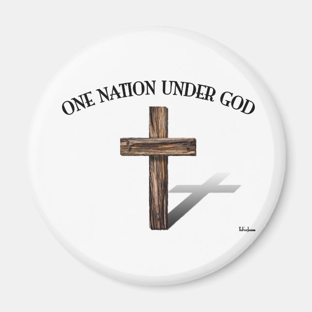 Imán One Nation Under God with rugged cross (Frente)
