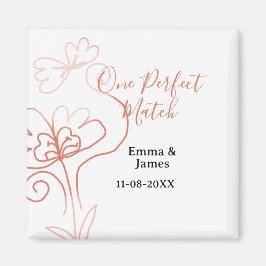 Imán One Perfect match terracotta wedding couple name f