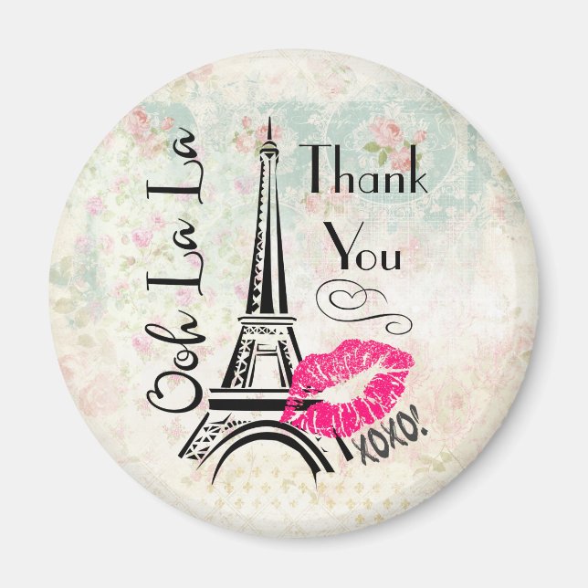 Imán Ooh La La Paris Eiffel Tower Gracias (Frente)
