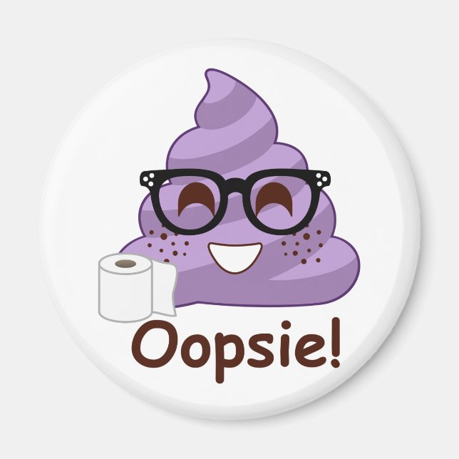 Imán Oops de Emoji de palo morado (Frente)
