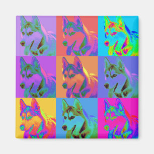 Imán Op Art - Husky Siberiano
