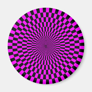 Imán Op Art - Magenta y negro