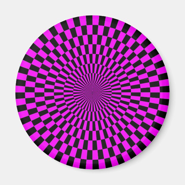 Imán Op Art - Magenta y negro (Frente)