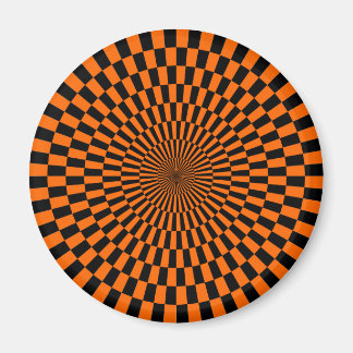 Imán Op Art - Naranja y negro