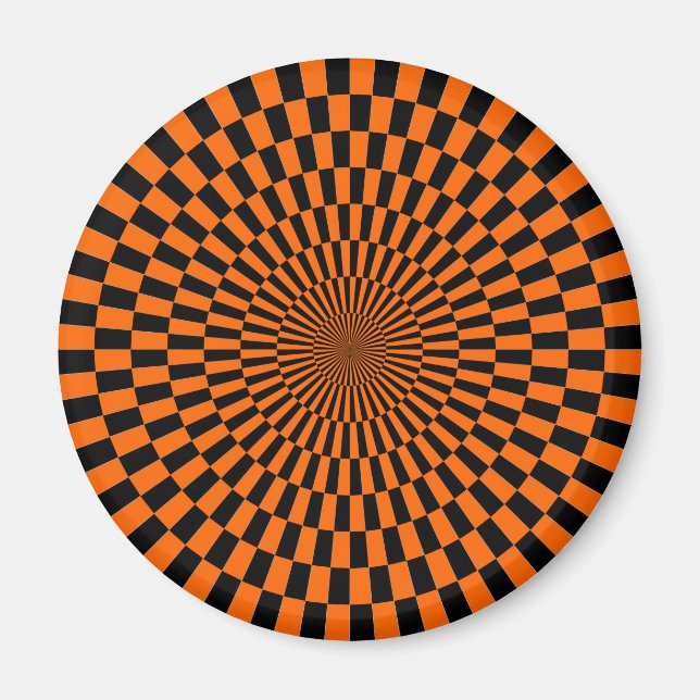 Imán Op Art - Naranja y negro (Frente)