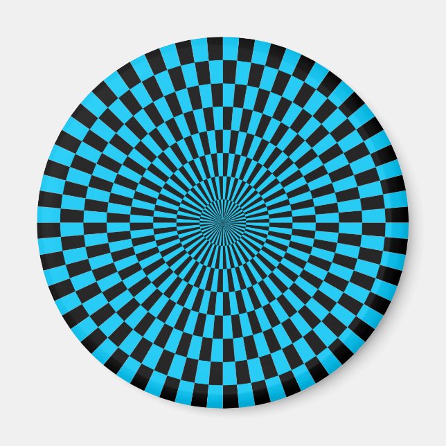 Imán Op Art - Sky Blue y Black (Frente)