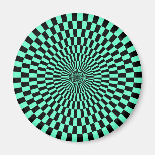 Imán Op Art - Turquesa y Negro