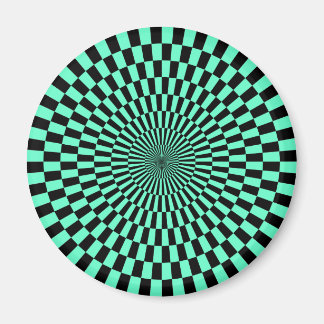 Imán Op Art - Turquesa y Negro