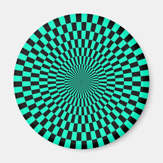 Imán Op Art - Turquesa y Negro (Frente)