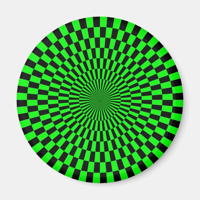 Imán Op Art - Verde y Negro (Frente)