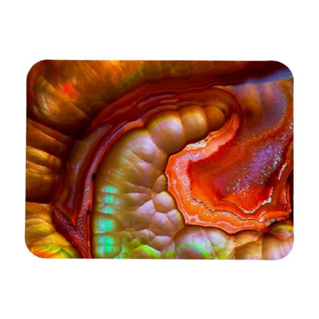 Imán Ópalo de fuego rojo iridiscente (Horizontal)