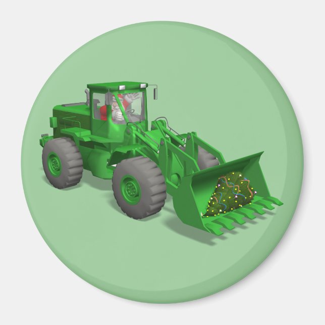 Imán Operador de bulldozer de Santa Claus (Frente)