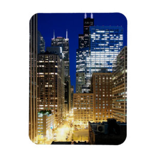 Imán Opinión de la noche del paisaje urbano de Chicago