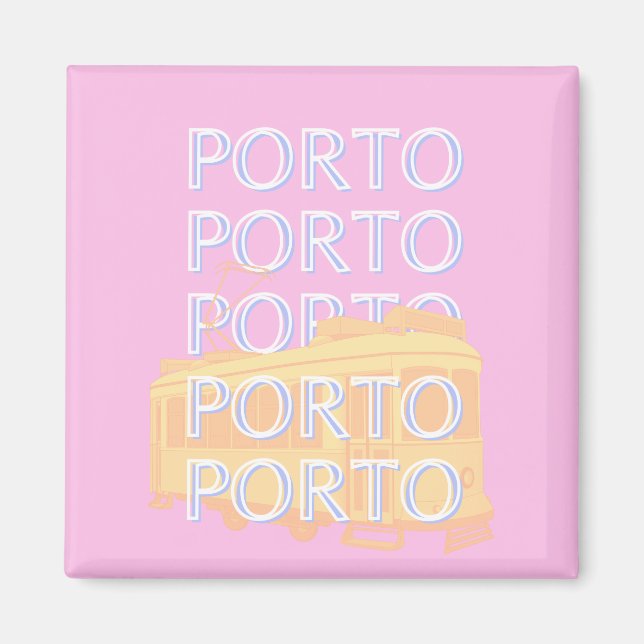 Imán Oporto Travel Art, Portugal Travel Art, Preppy Pin (Frente)