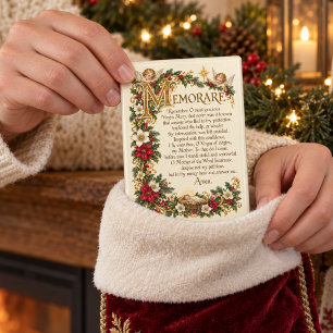 Imán Oración Memorare Vintage Católica Navidad