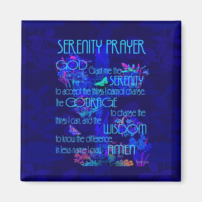 Imán Oración por la serenidad en azul (Frente)
