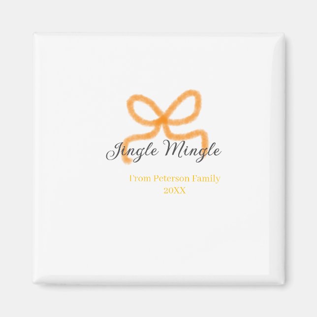 Imán Orange bow jingle Mingle retro boho family namdate (Frente)