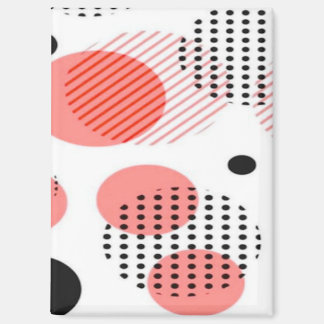 Imán Orange Circles with Black Polka Dots pattern