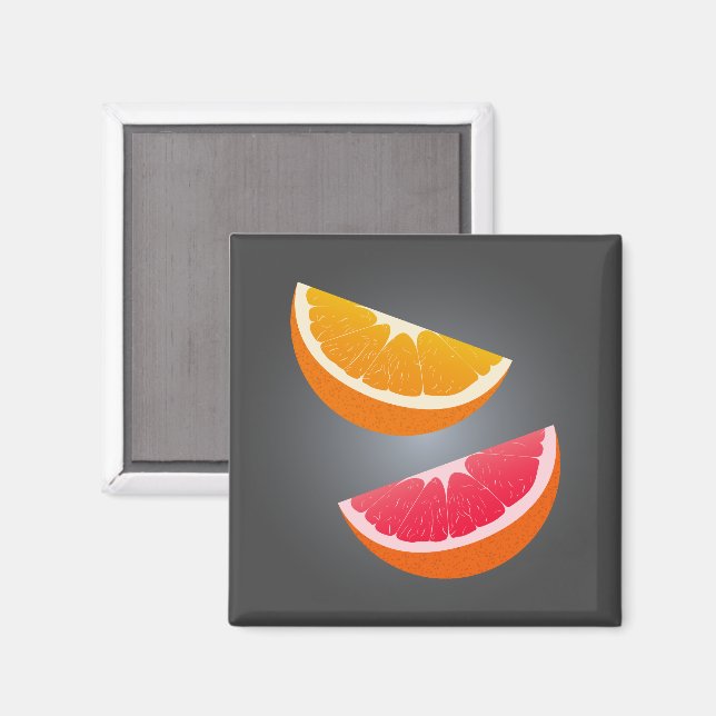 Imán Orange & Grapefruit Slice Refrigerator Magnet (Anverso/Reverso)