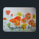 Imán Orange Poppies Watercolour Happy Birthday Magnet<br><div class="desc">Orange Iceland Poppies Watercolour Happy Birthday Fridge Magnet,  the gift that keeps on giving! Designed from one of original floral watercolour paintings from my garden. Enjoy!</div>