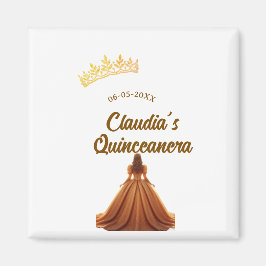 Imán Orange quinceanera princess crown birthday name da