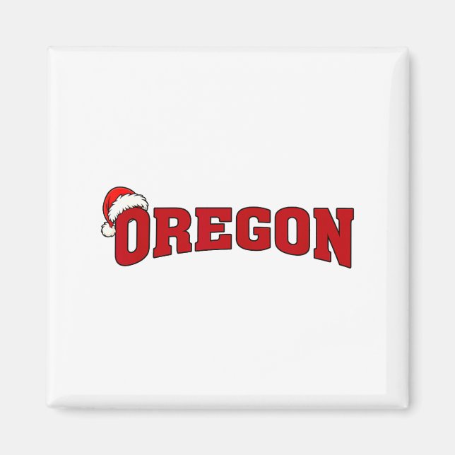 Imán Oregon Christmas Santa Hat Retro Throwback Souveni (Frente)