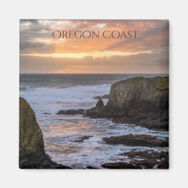 Imán Oregon Coast Yaquina Sunset Ocean Photo Souvenir
