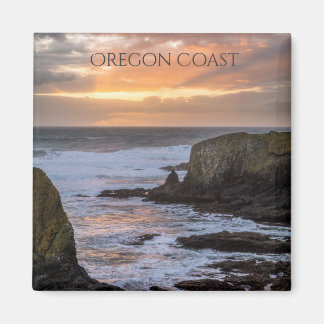 Imán Oregon Coast Yaquina Sunset Ocean Photo Souvenir