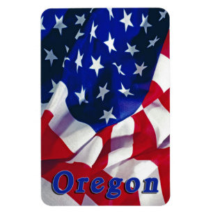 Imán Oregon en la bandera los Estados Unidos de Améric