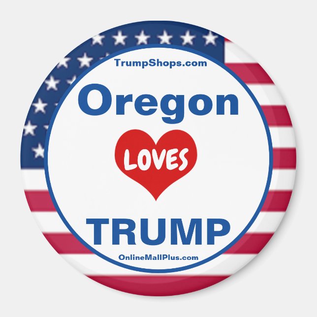 Imán Oregon LOVES TRUMP Nevera patriótica (Frente)