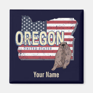 Imán Oregon State Estados Unidos Retro Map USA Souvenir