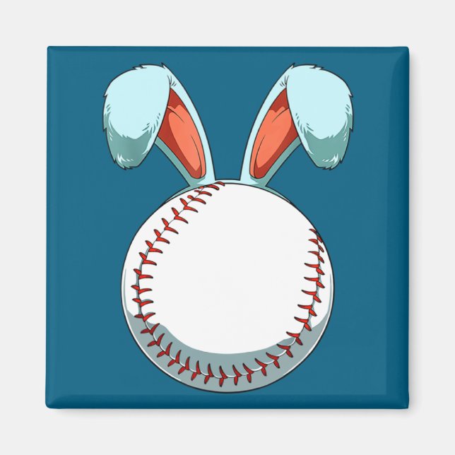 Imán Orejas de conejo de Pascua de béisbol Fa  (Frente)