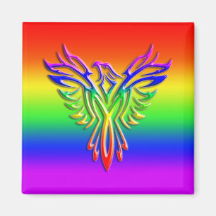 Imán Orgullo arcoiris LGBT Phoenix Rising, efecto graba