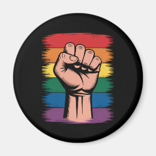 Imán Orgullo Arcoíris Puño Alzado Apoyo LGBTQ Derechos