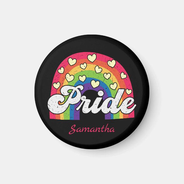Imán Orgullo arcoiris y corazón | LGBTQ (Frente)