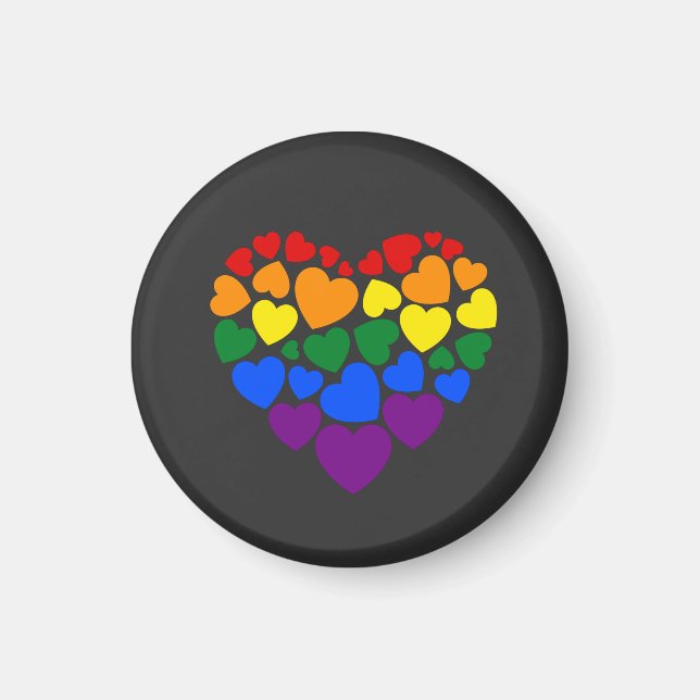 Imán Orgullo - corazón de color arcoíris gay para el am (Frente)